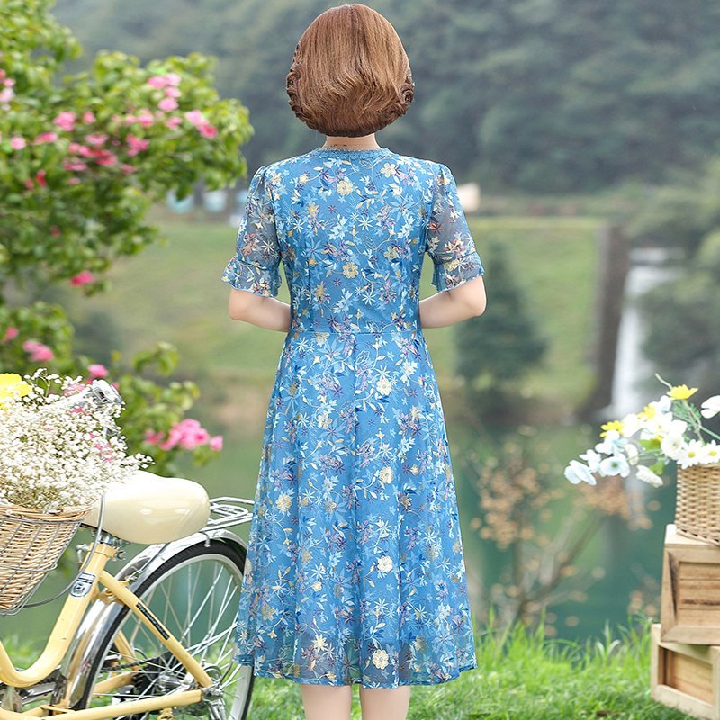 Vestido plissado de manga curt - French Vintage Floral Midi Dress avaliação e preço