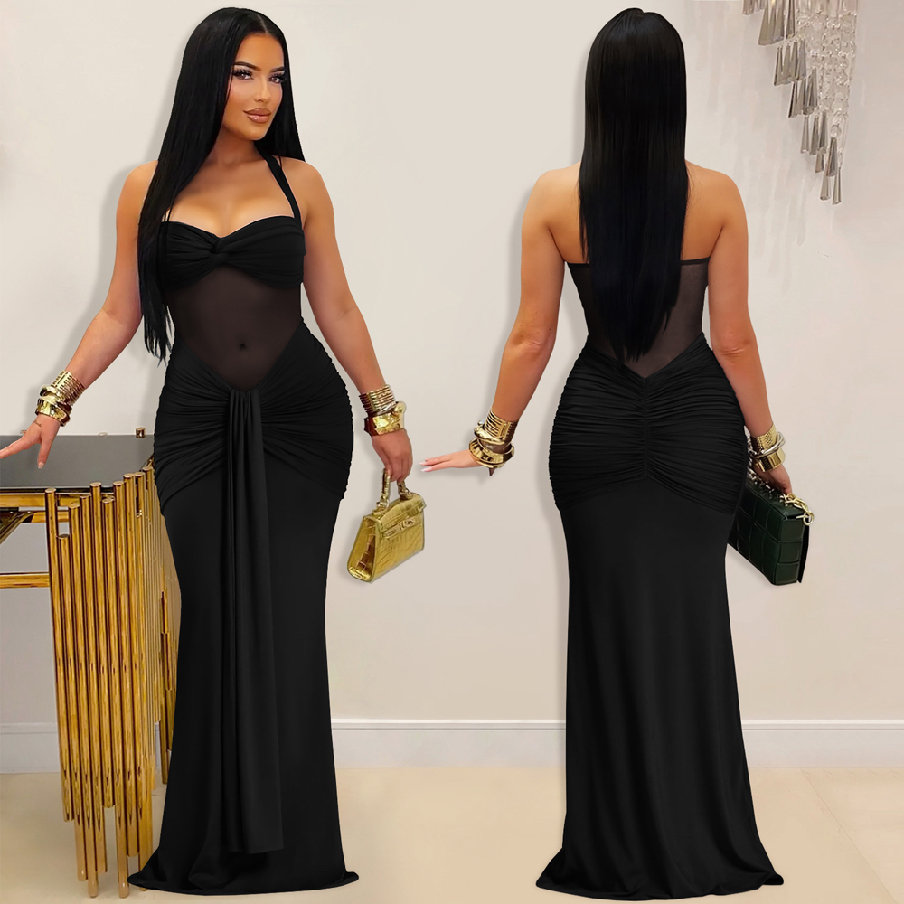 Vestido Longo Feminino Sensual - Sexy Mesh Sheer Bodycon Dress avaliação e preço