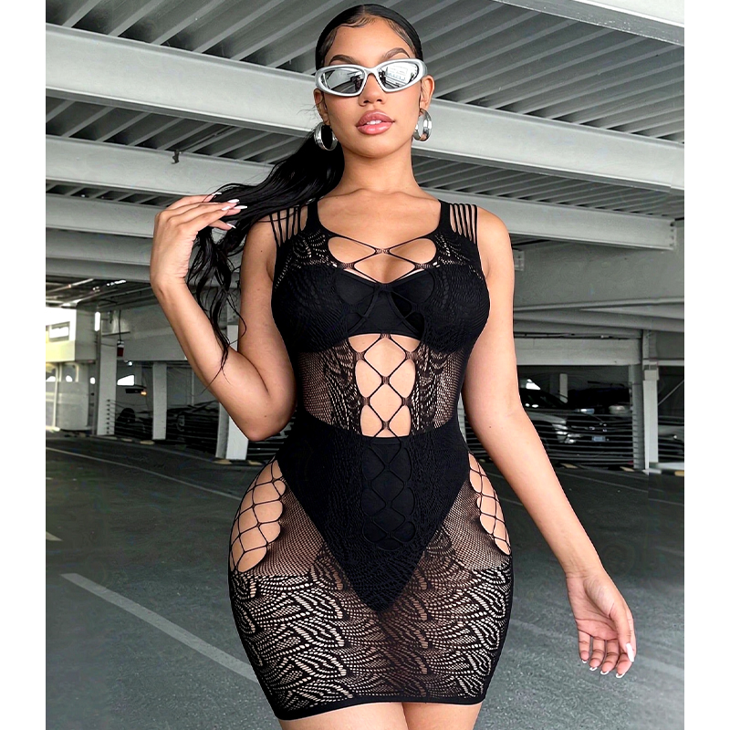 Lingerie sexy, roupa de dormir - Sexy Mesh Sheer Bodycon Dress avaliação e preço